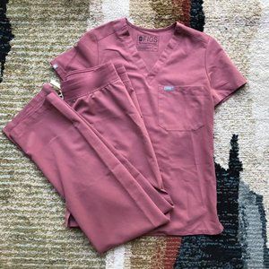 FIGs XXS Mauve Kade Bottoms and Mauve Catarina